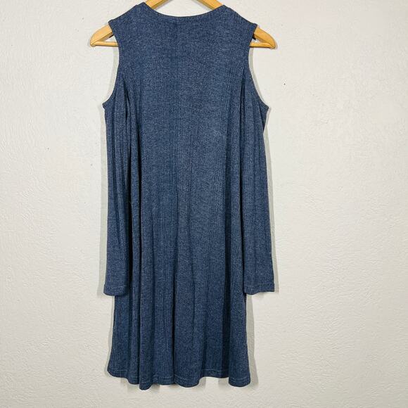 NEW! She + Sky Cold Shoulder Jersey Dress Knit Stripe Crewneck Shift - S - Picture 5 of 5
